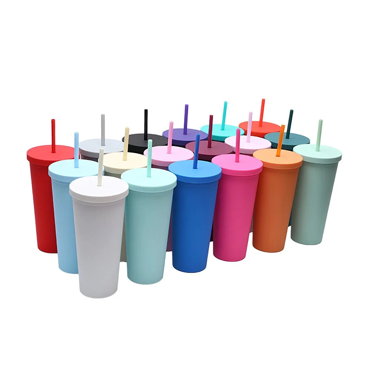24Oz Straw Coffee Cup With Lid Simple Portable Tumbler 2