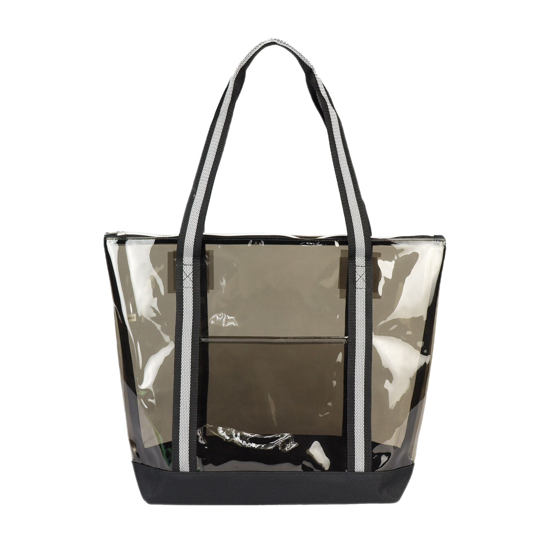 Clear Zipper Striped Tote bag 6