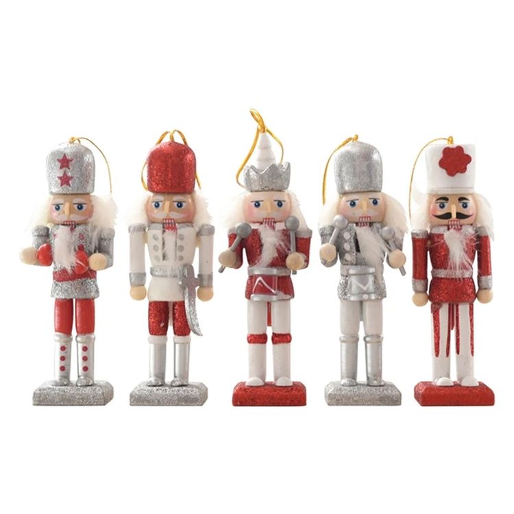 5in Christmas Wooden Nutcracker Ornaments 1 Set of 5pcs 3