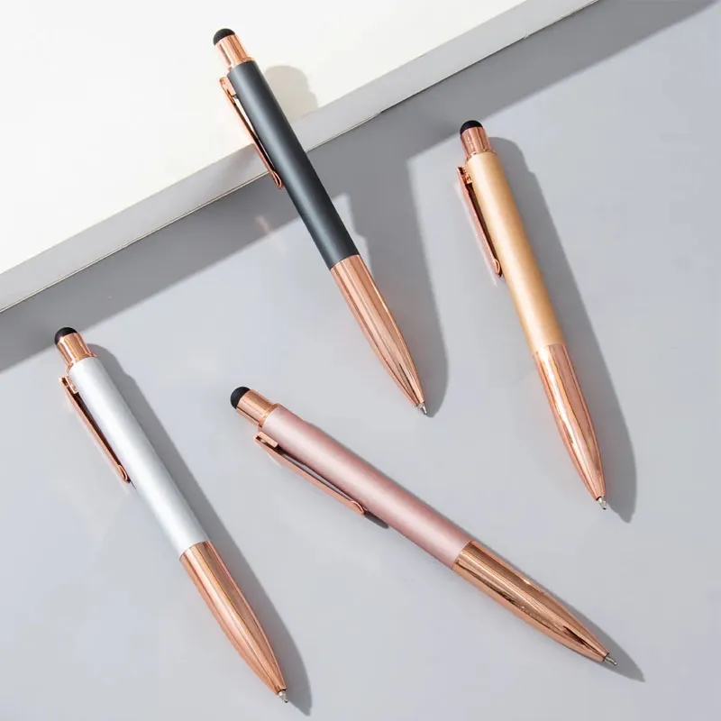 Engraved Mineral Aria Pen with Rose Gold Trim 2