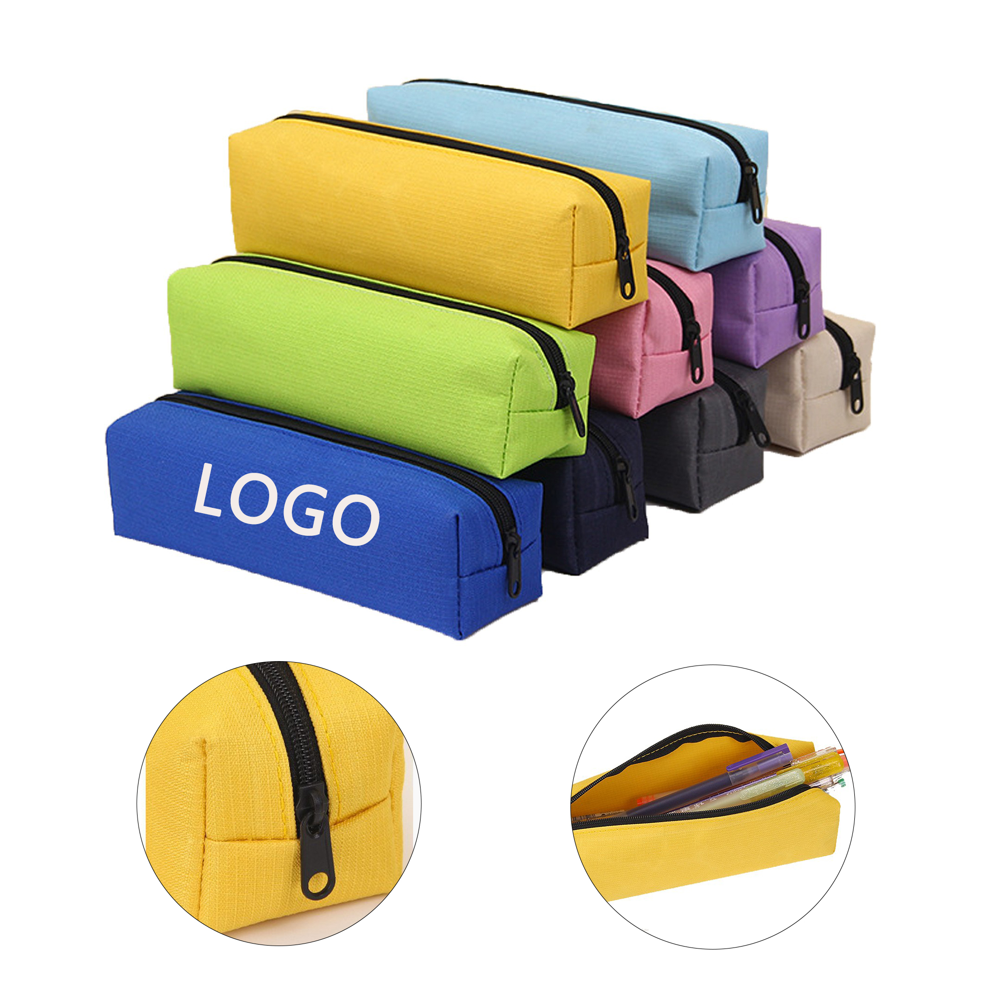 Oxford Cloth Solid Color Durable Zipper Pencil Case 11