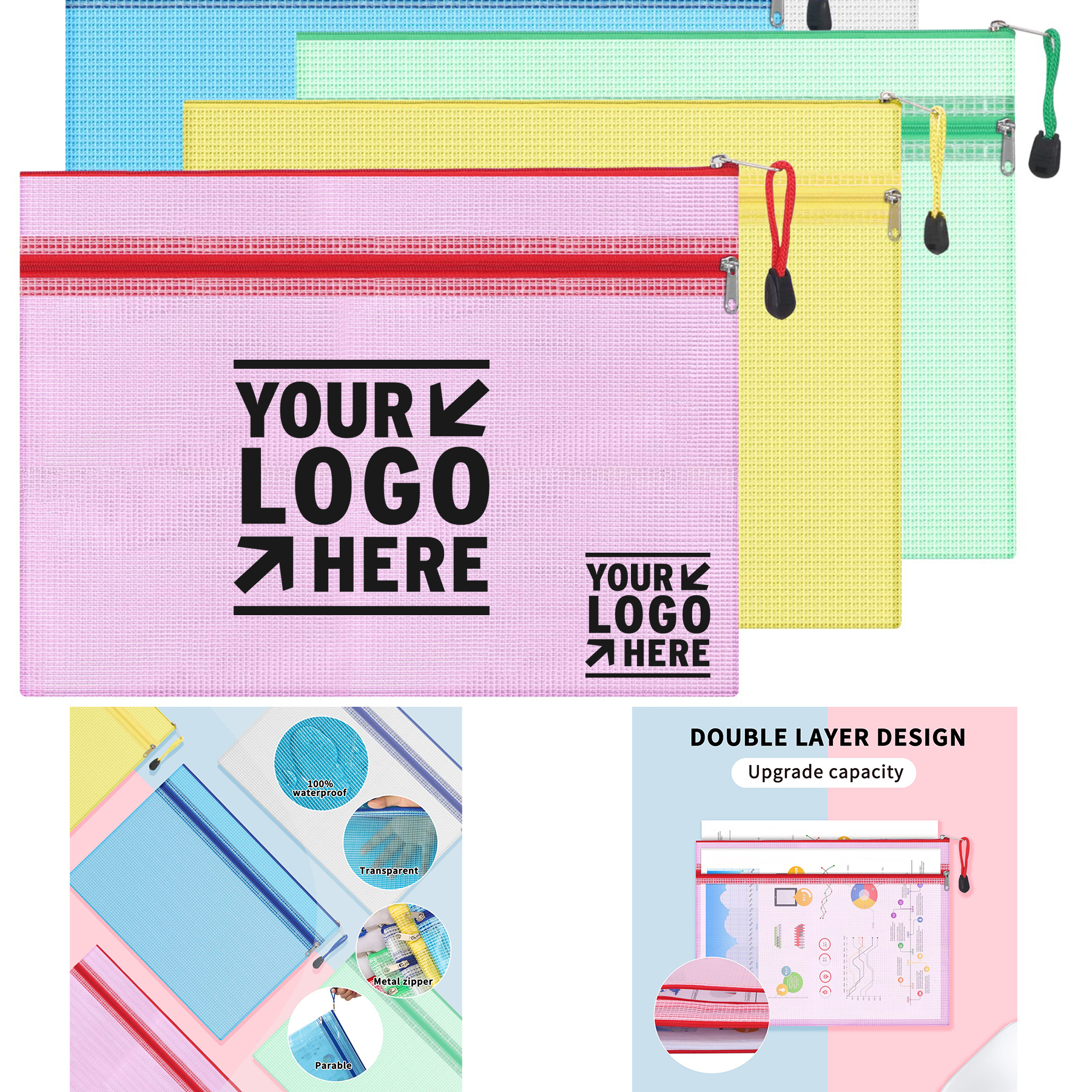 Dual Layer Mesh Zipper Pouch