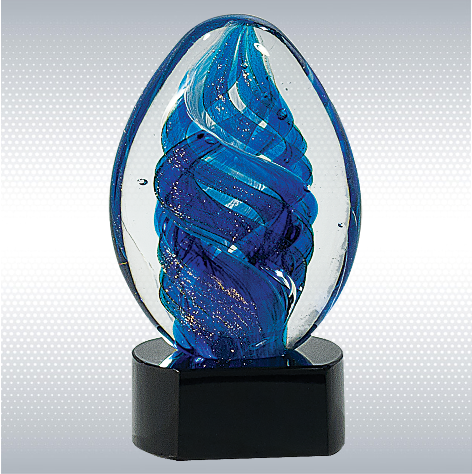 Blue Oval Swirl Art Glass 2