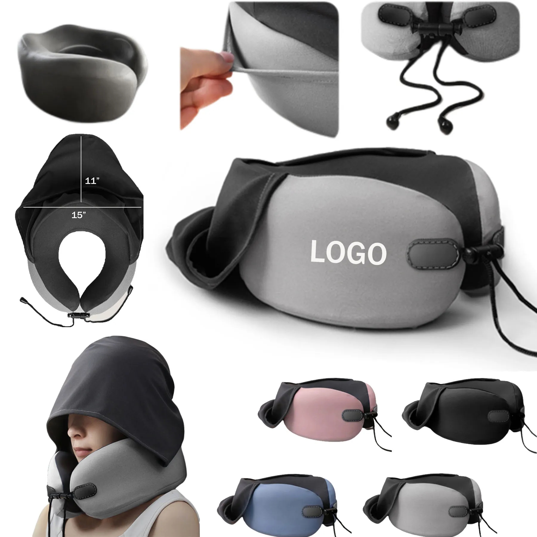 Hooded Memory Foam Neck Support for Travel 4