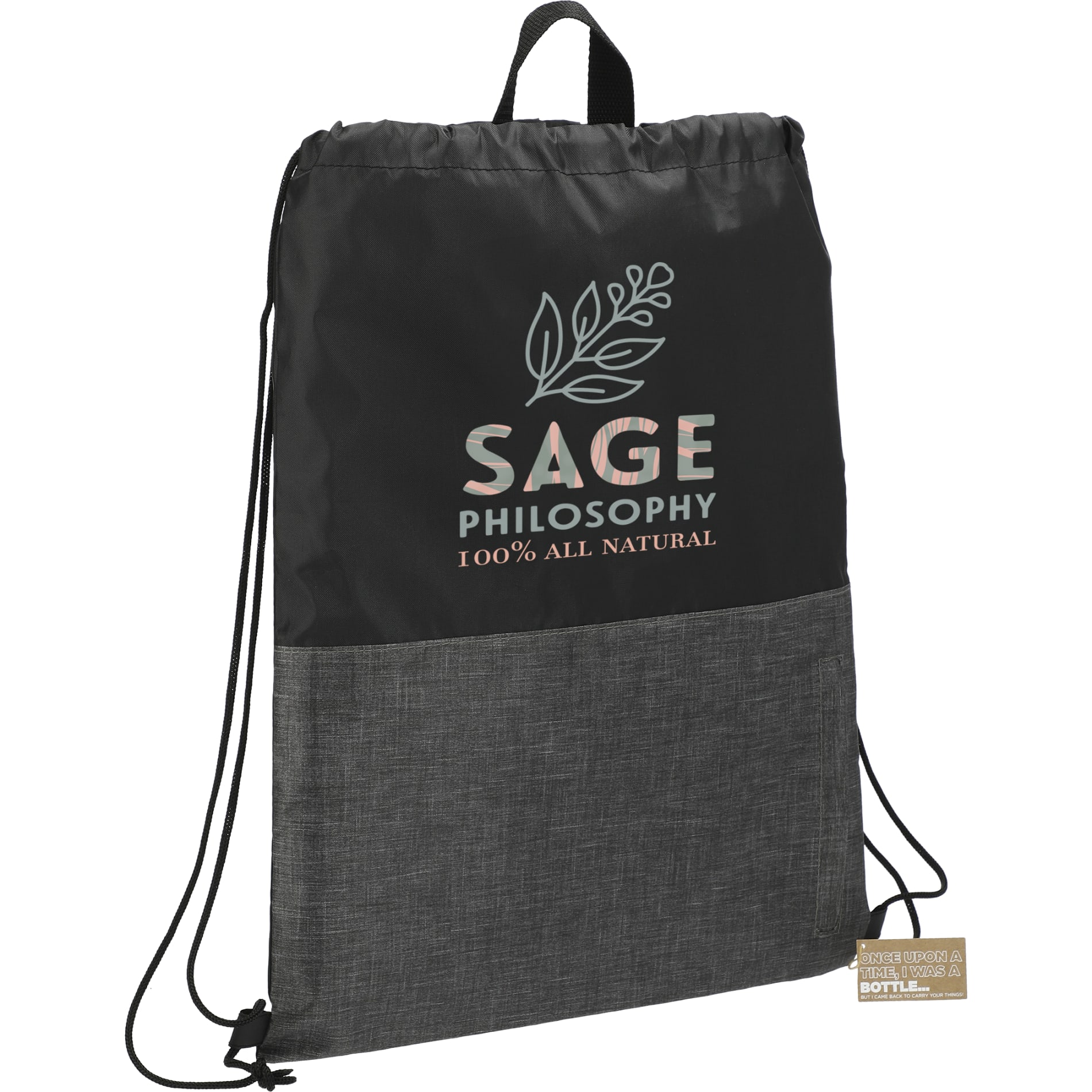 Ash Zippered Recycled Drawstring Bag 6