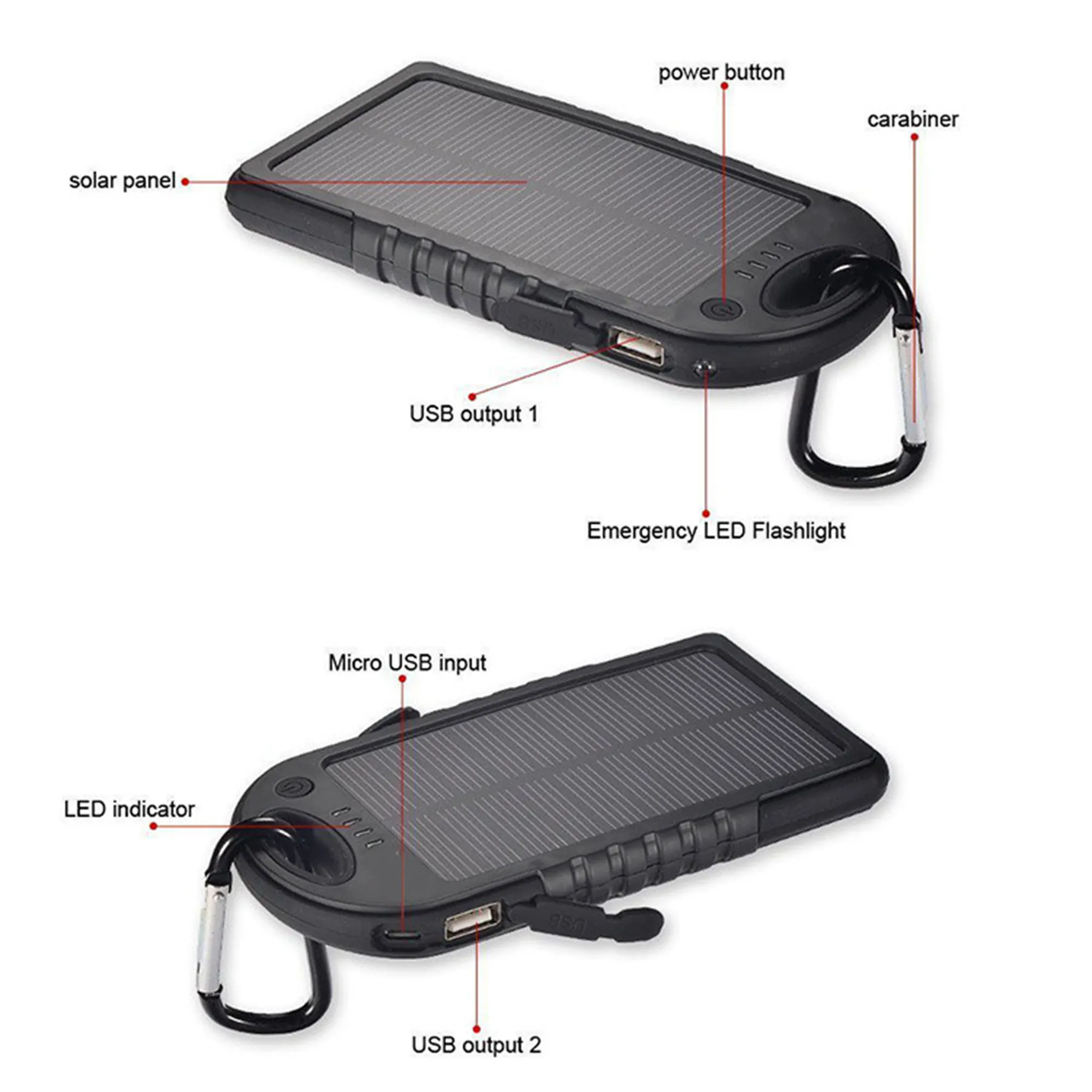 Solar Power Bank Portable Charger 8000mah 5