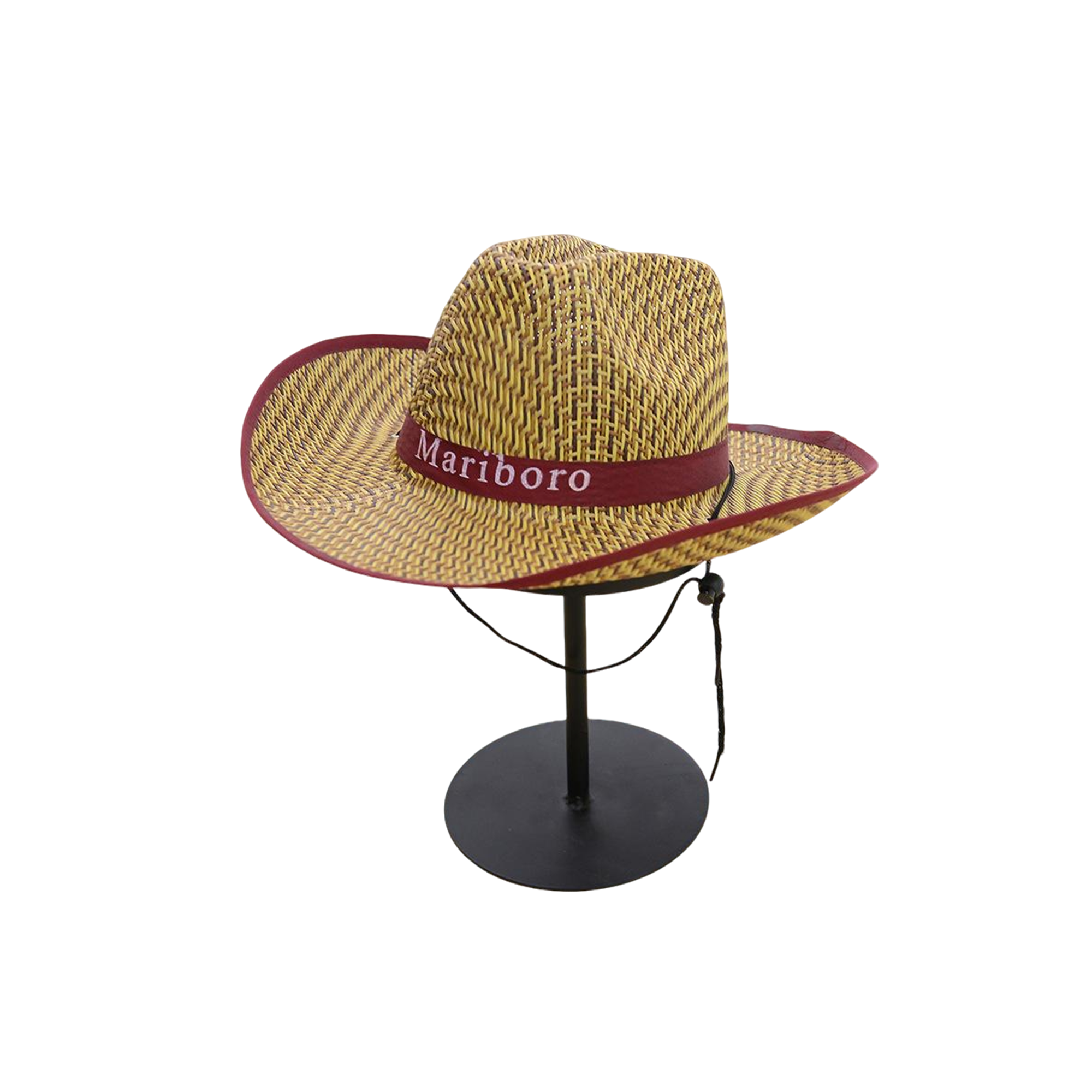 Wide Brim Cowboy Straw Style With Center Print 15.5 X 11.5 X 5.5" 3