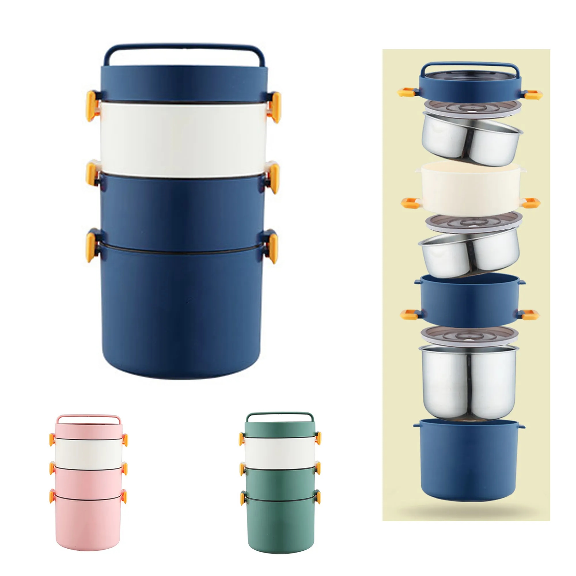 Circular Stainless Steel Insulated three Layer Lunch Box 2