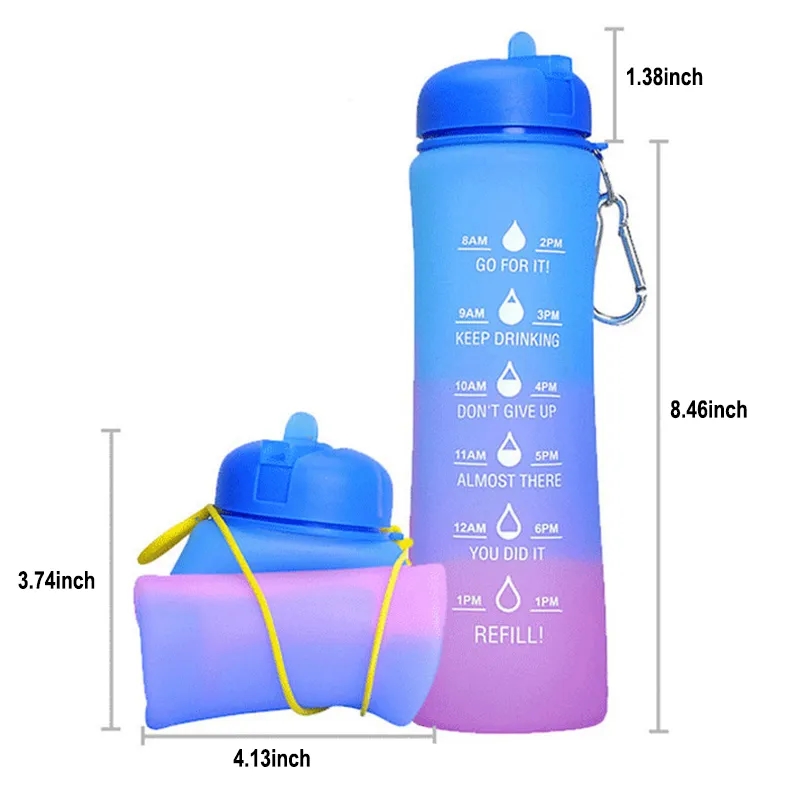 20oz Collapsible Water Bottle With Time Marking 2