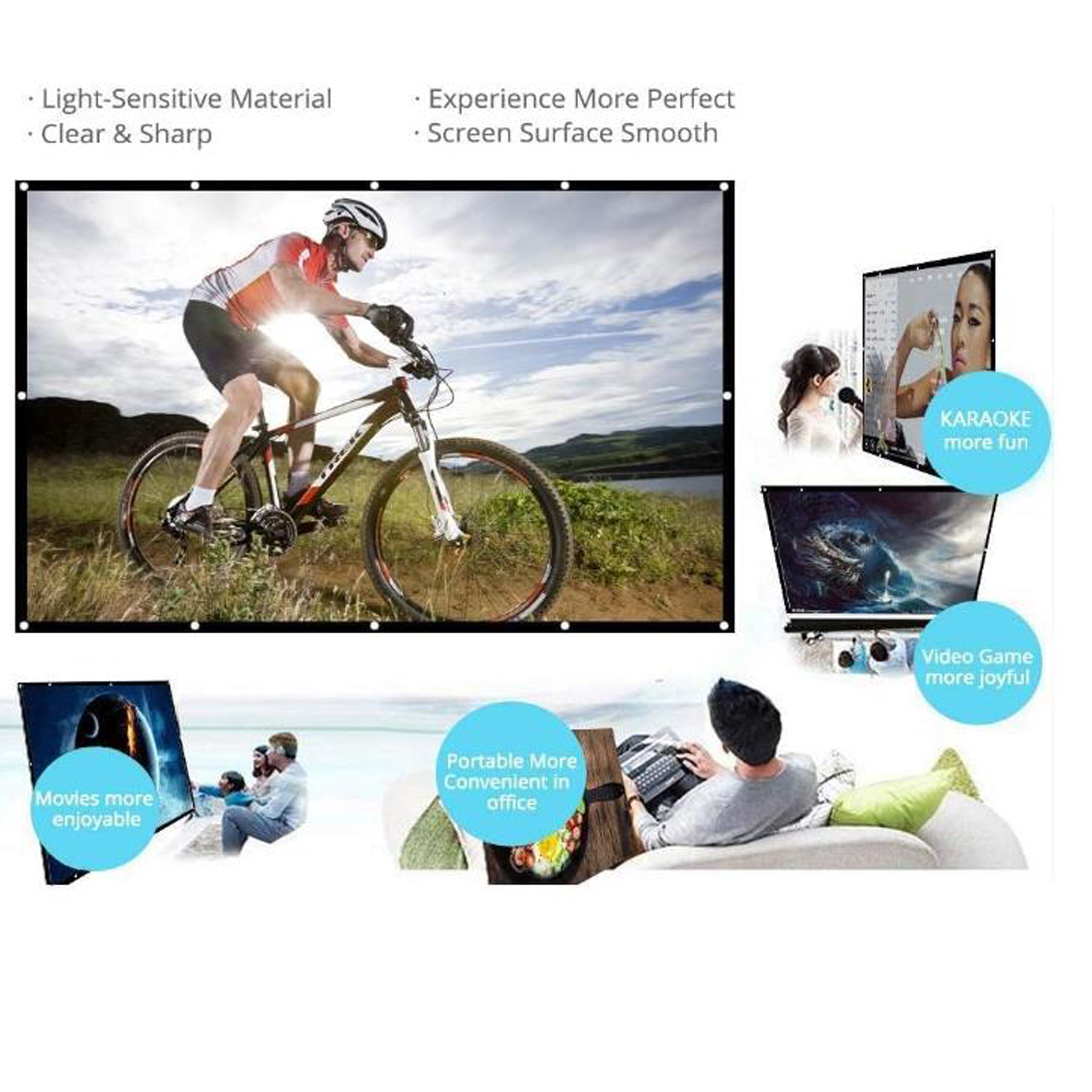 100" Portable Projector Screen for Outdoor and Indoor Movies 6