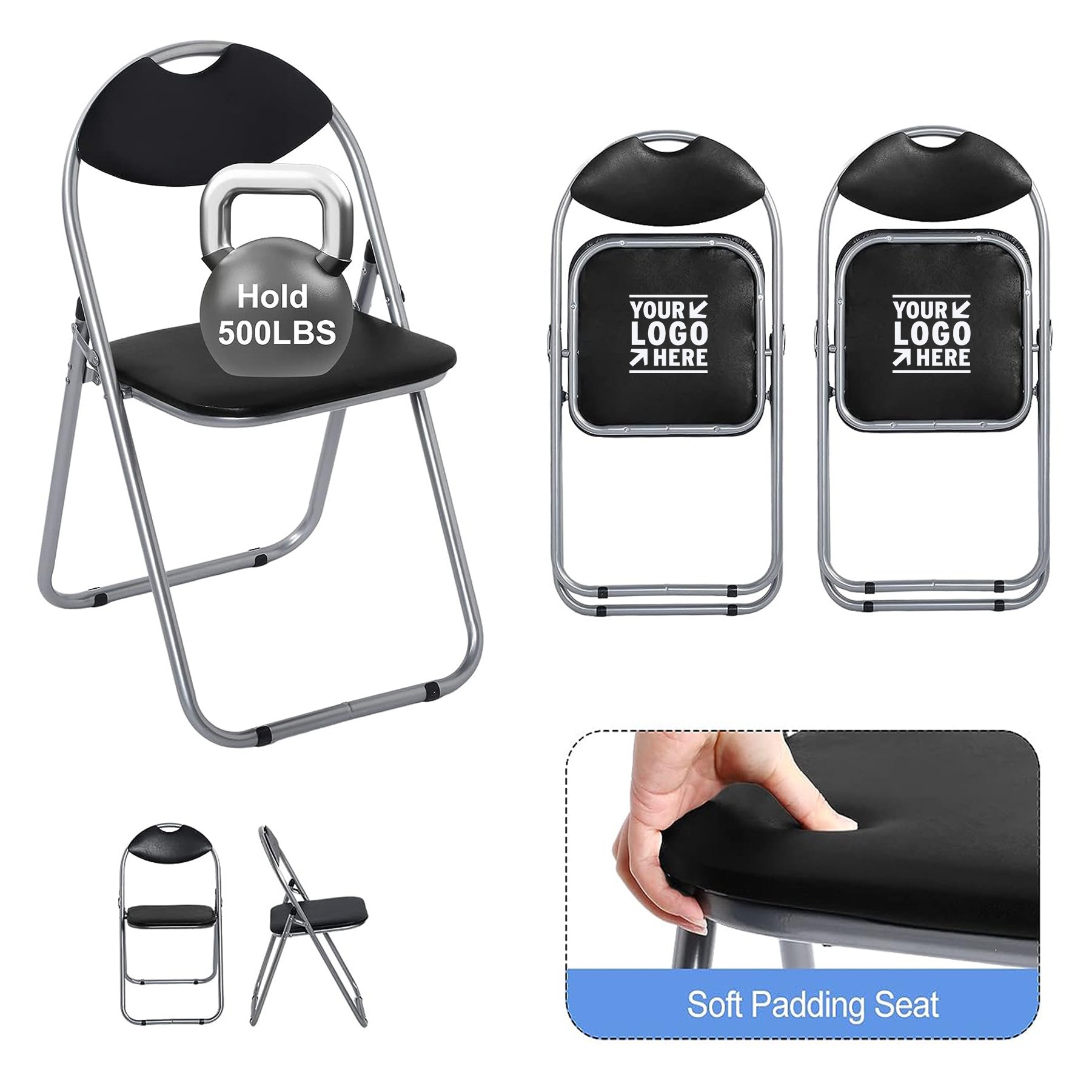 8 Packs Ultra Thick Padded Seat Comfortable Metal Folding Chairs 3