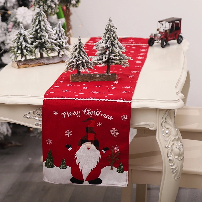 Christmas Embroidered Faceless Elderly Table Runner 7