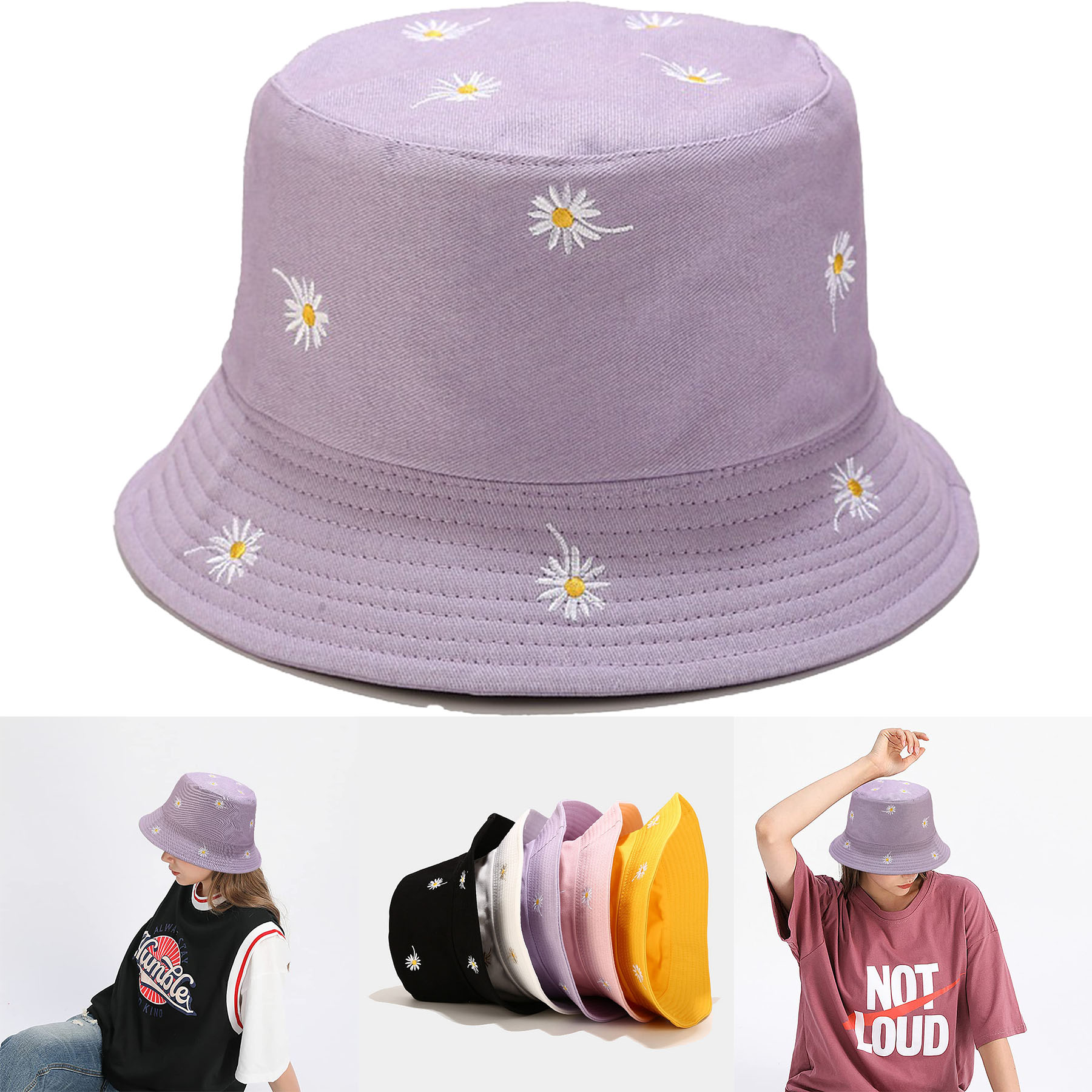 Daisy Embroidery Fisherman Hat 2