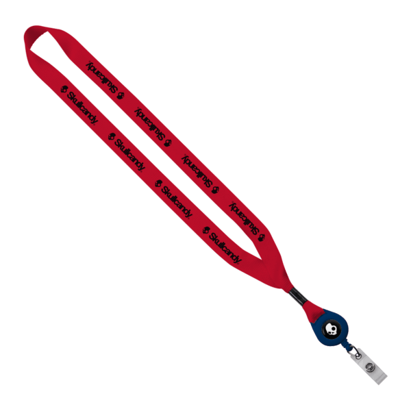 3/4" Polyester Lanyard with Metal Crimp & Retractable Badge Reel 187