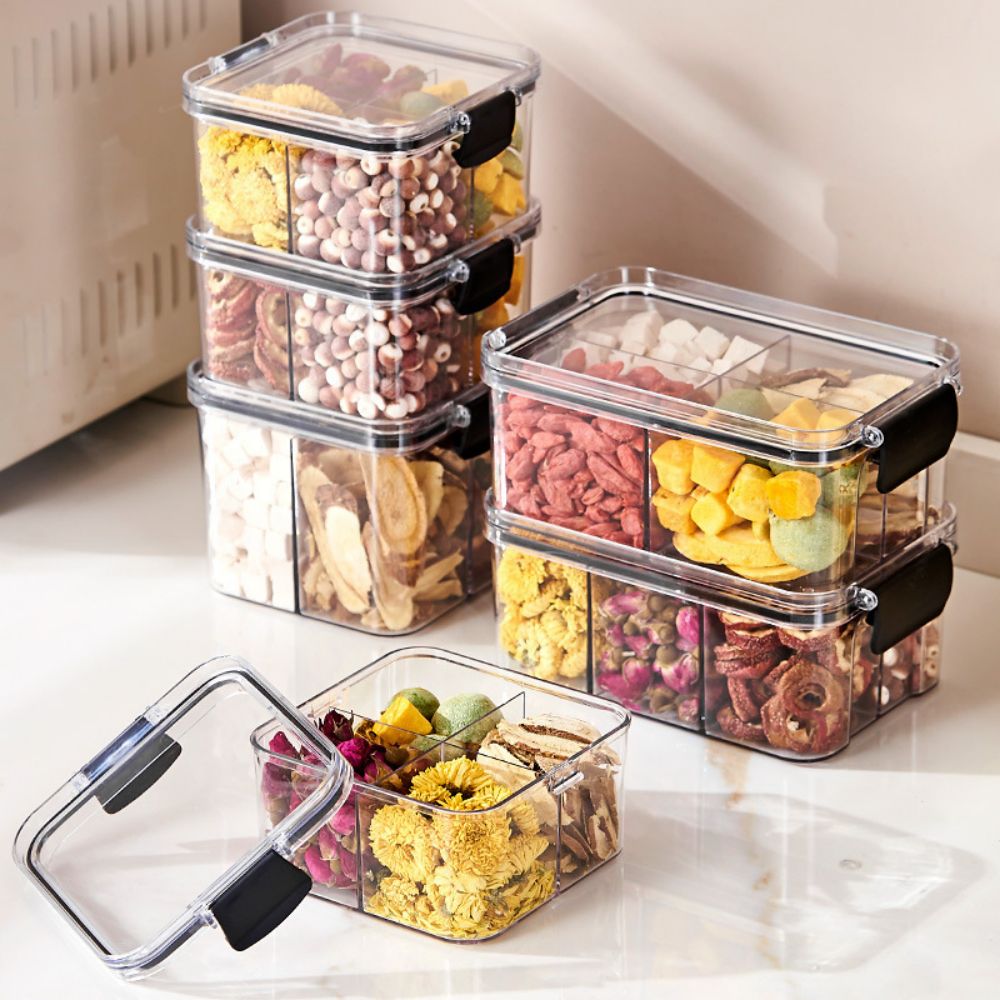 6 Grids Sealed Transparent Storage Box With Lid 7