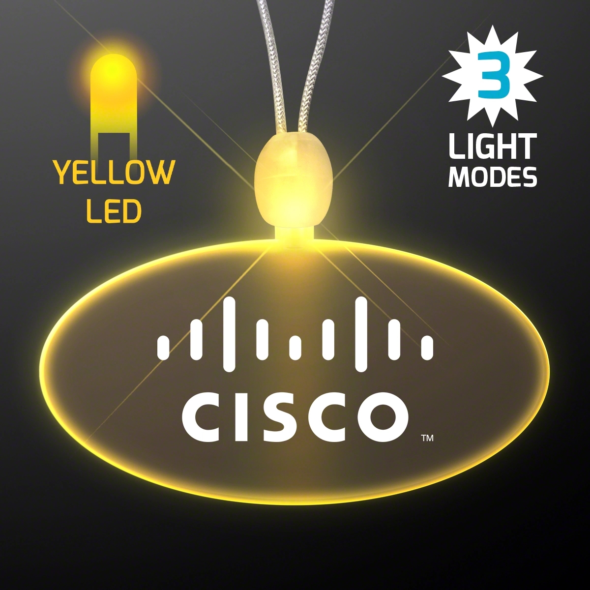 Light Up Promotional Acrylic Oval Necklace with LED 5