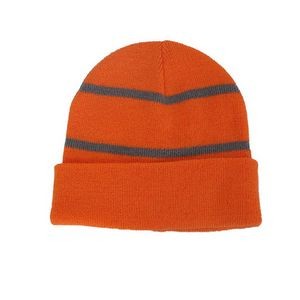 Knit Cuff Beanie With Reflective Stripes 2