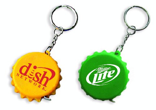Bottle cap shape tape measure with key chain