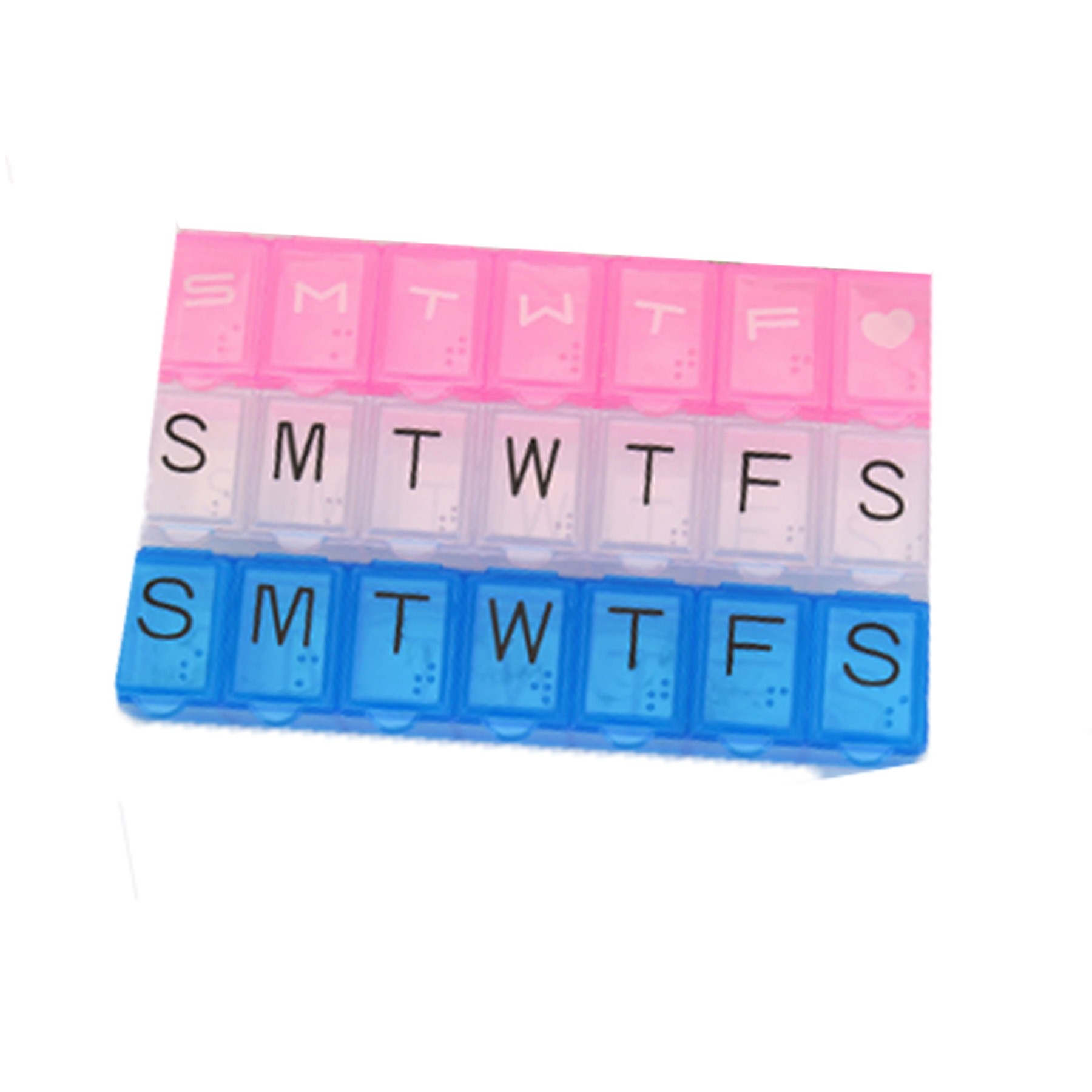 Weekly Single Row Pill Box With Braille 2