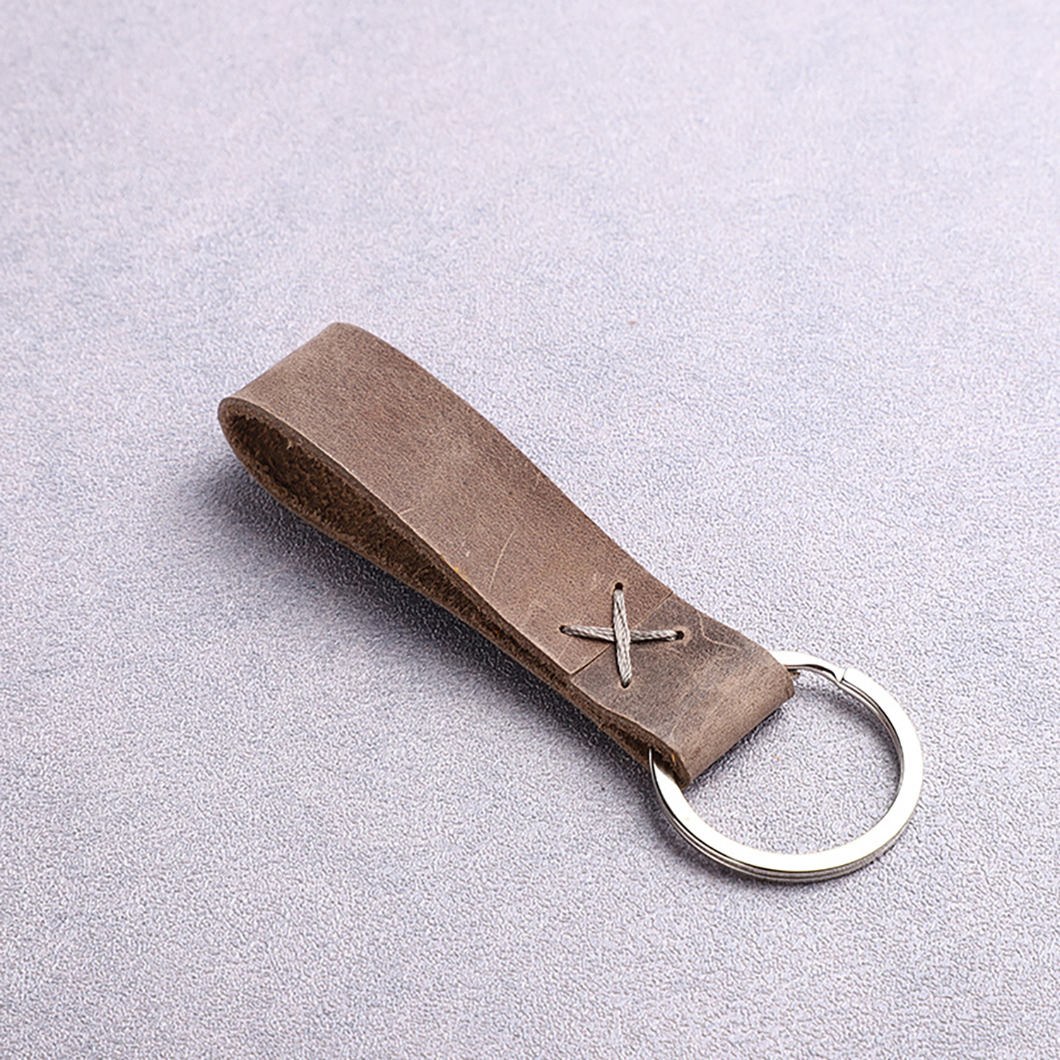 Custom Hand-Stitched Crazy Horse Leather Key Chain 6