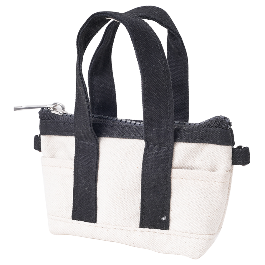 10 Oz Cotton Canvas Tiny Tote w/ Carabiner - 4.3" x 3" x 1.6"