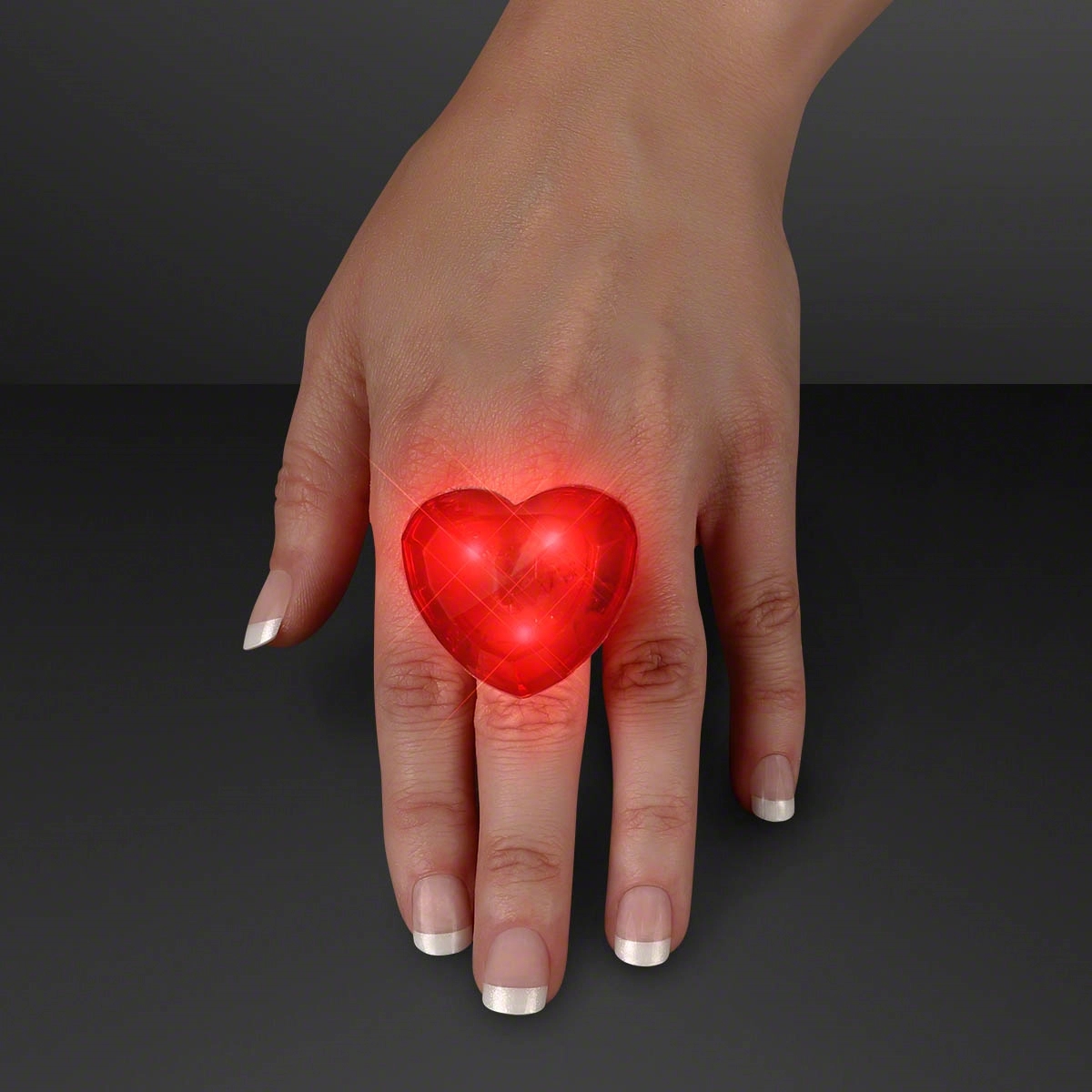 Light-up Huge Gem Flashing Heart Ring 3