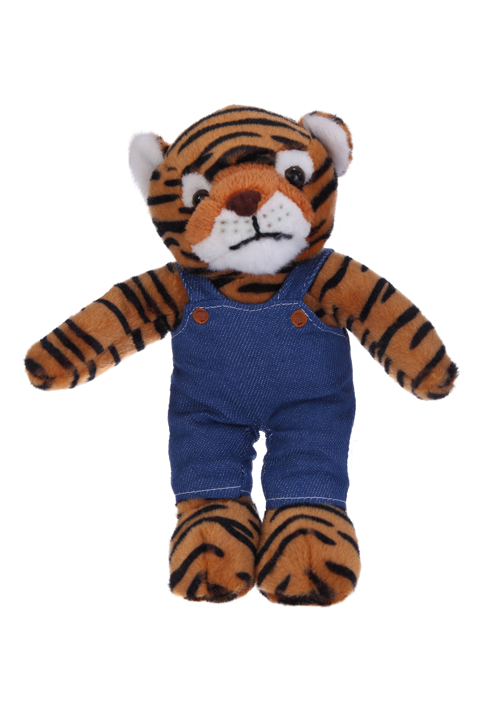 Soft Plush Stuffed Tiger in denim overall.
