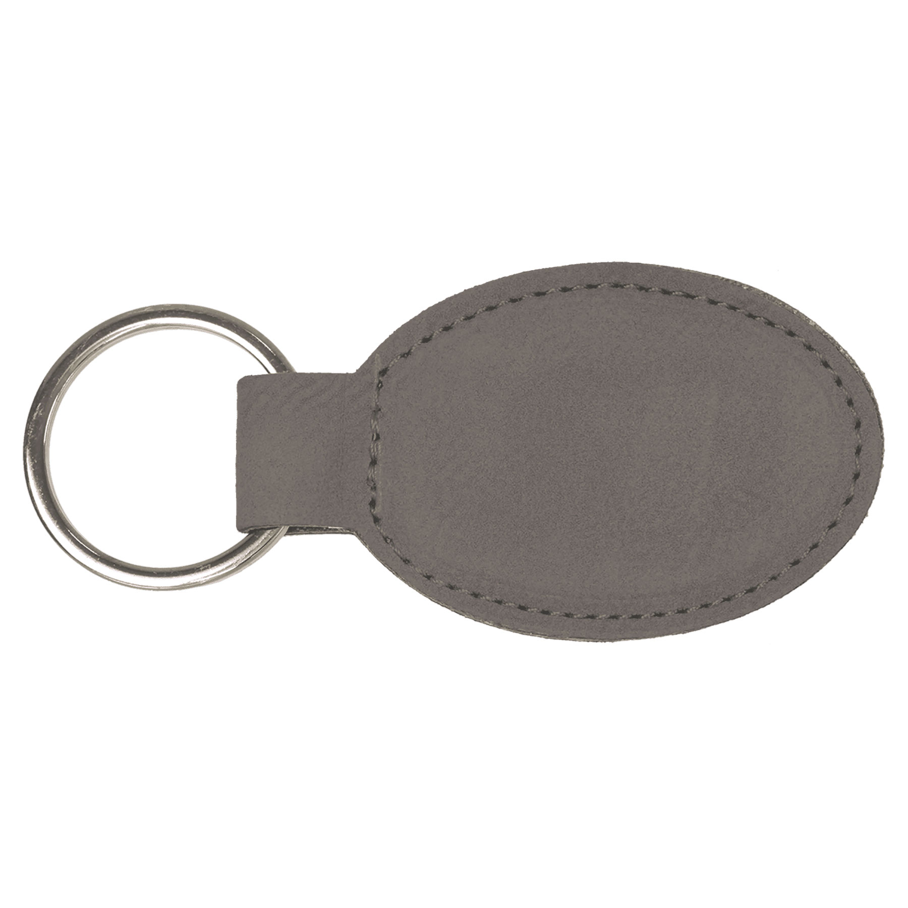 Gray Leatherette Oval Keychain 3