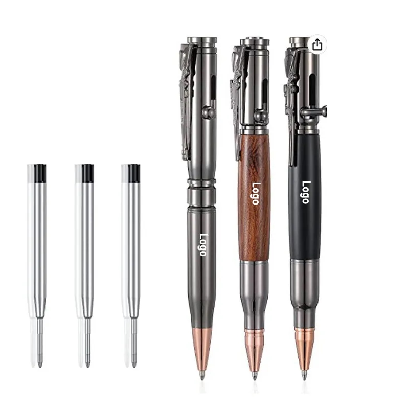 Bolt Action Pen Wood Ballpoint Bullet Shaped 3