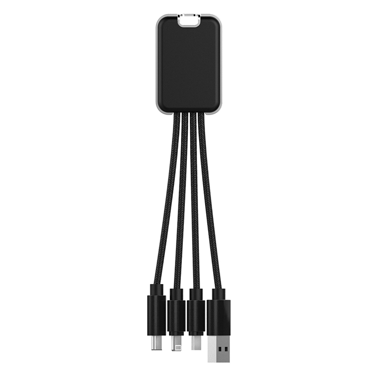 Multi-Device Charging Cable with Light-Up Logo – USB, Lightning, Type-C & Micro USB 3