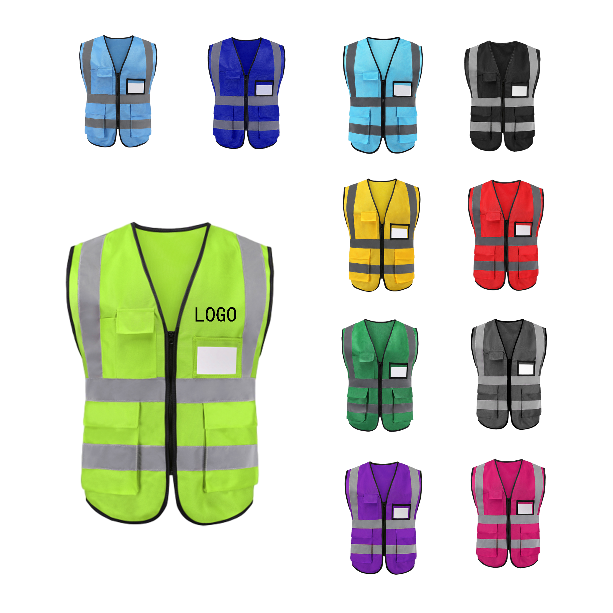Reflective Safety Vest With Pockets And Zipper 1