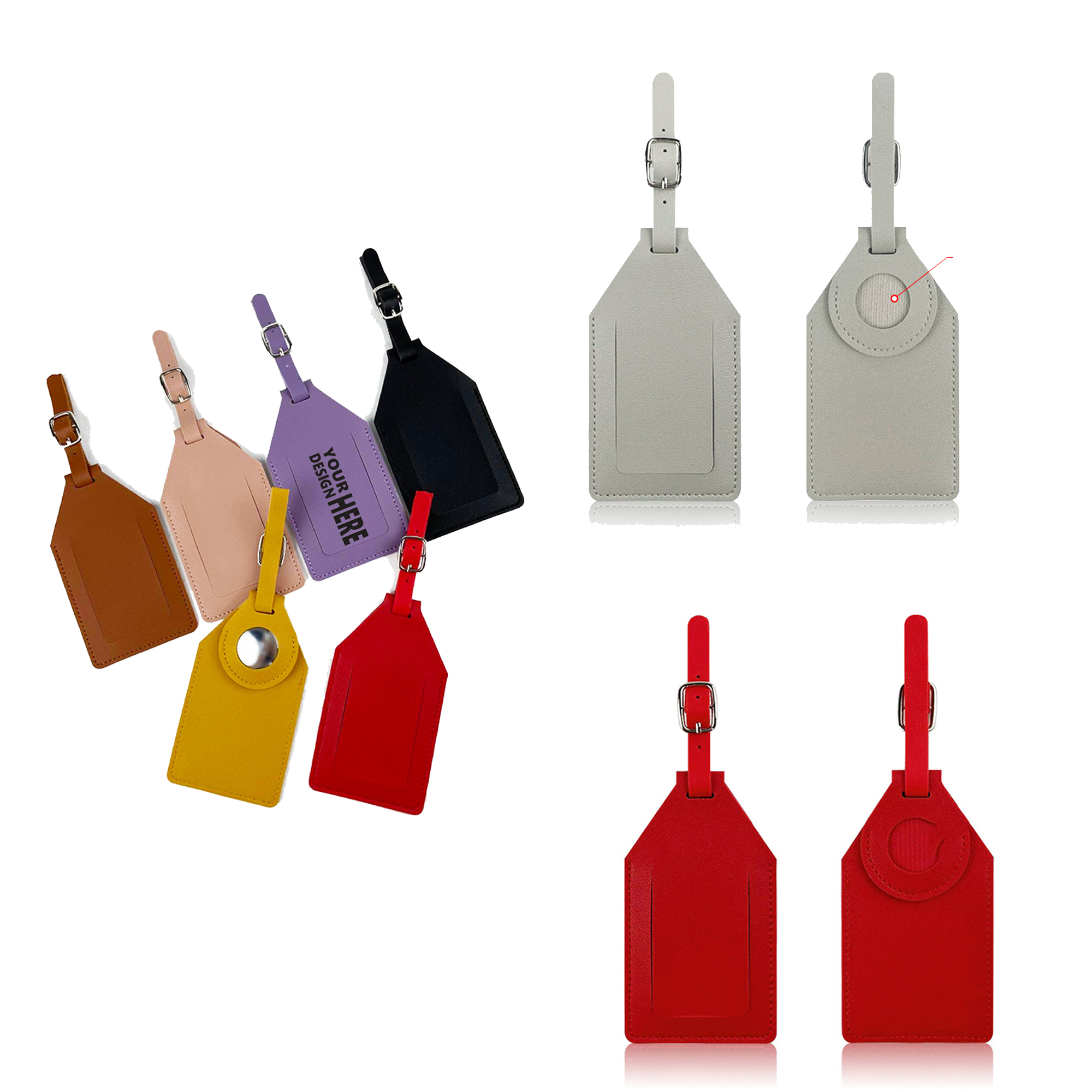 PU Leather Luggage Tag With Tracker Holderr 2