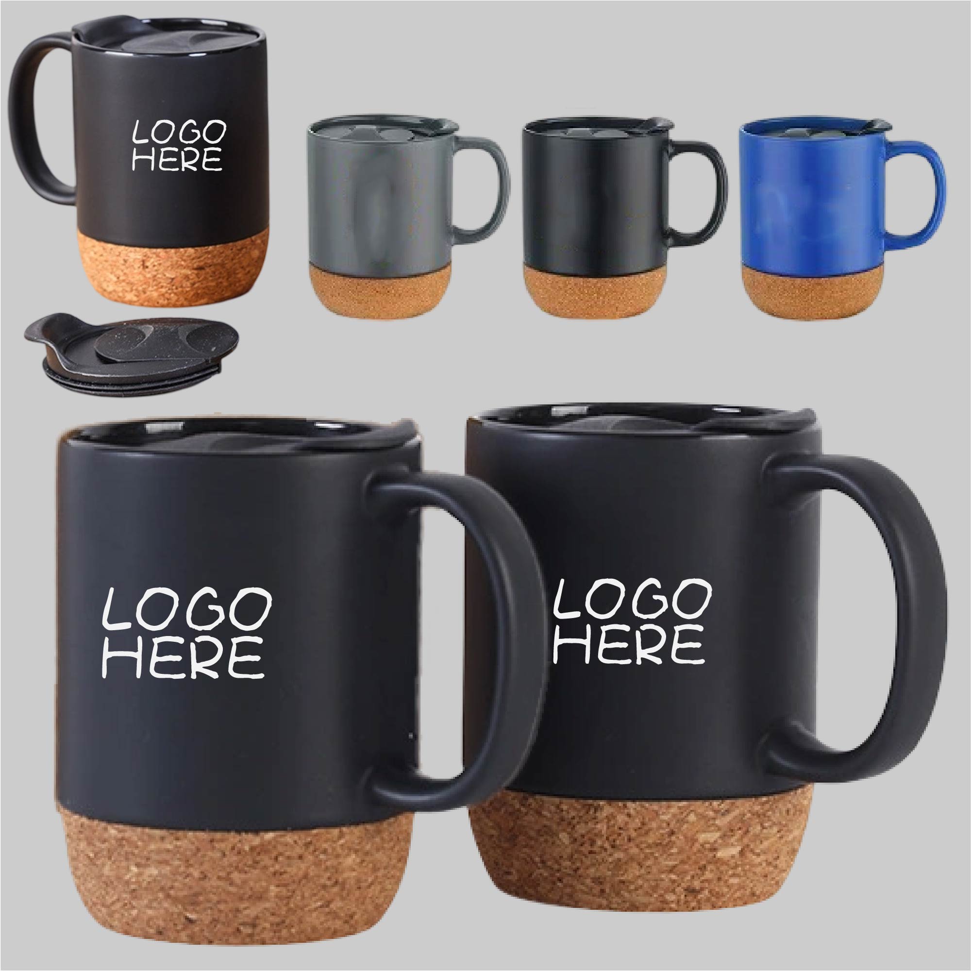 Cork Bottom Ceramic Mug with Lid and Handle 3