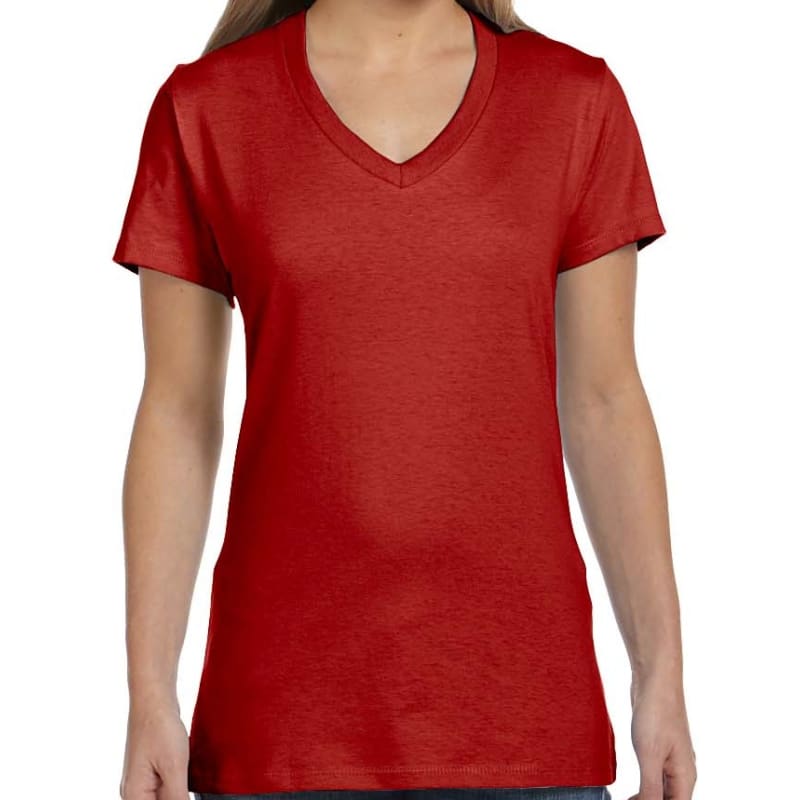 Hanes Ladies 4.5 Oz., 100% Ringspun Cotton Nano-T® V-Neck T- 20