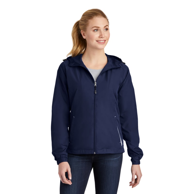 Sport-Tek Women's Colorblock Hooded Raglan Jacket. 26