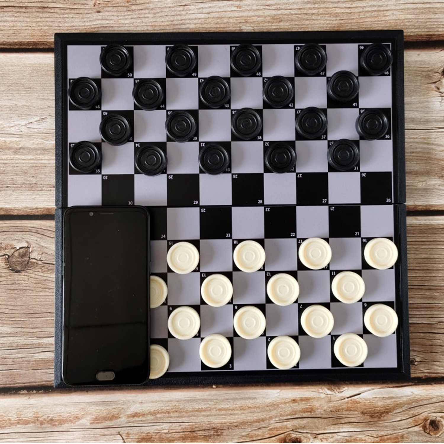 12.4" Checkers Folding Wooden Game Set 5
