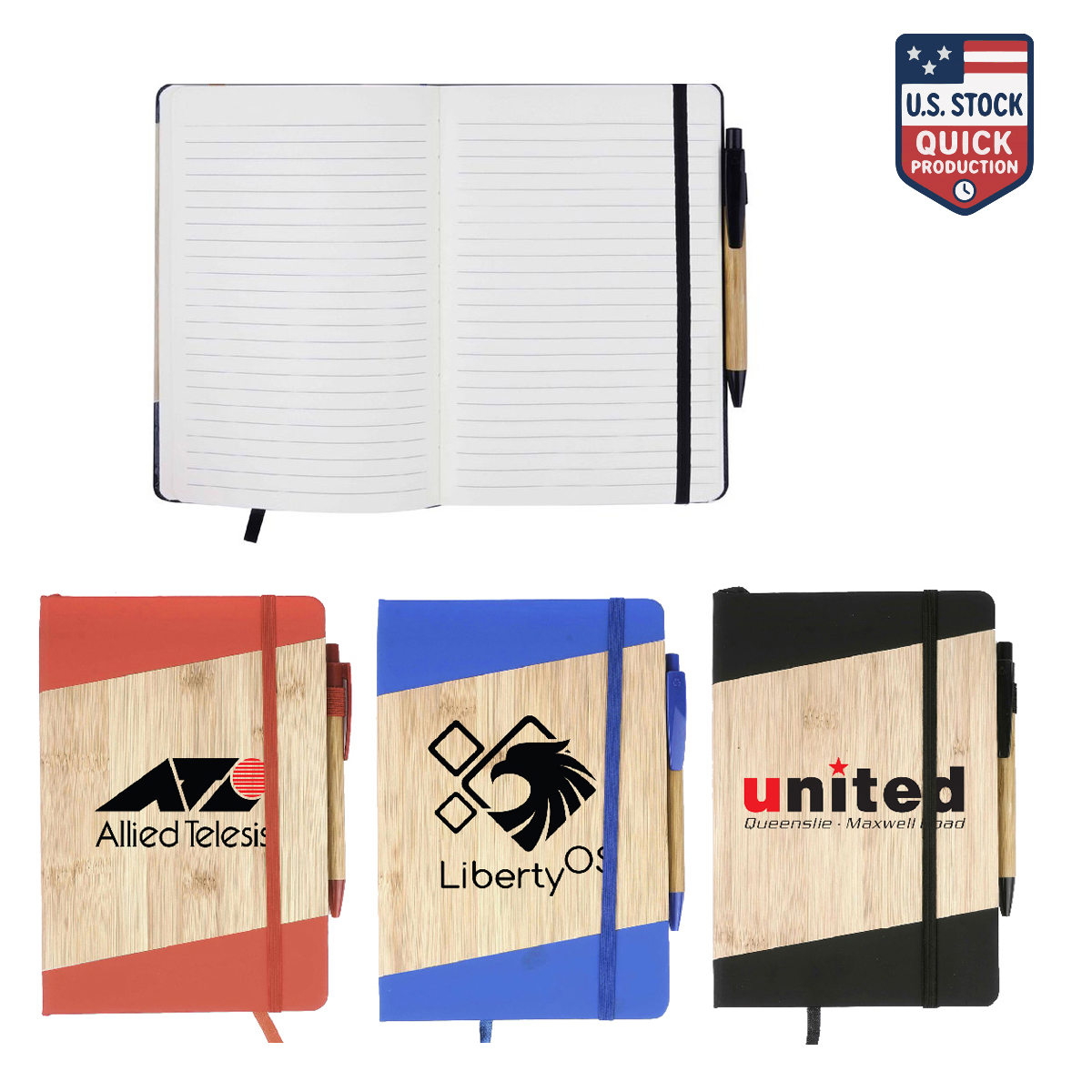 Bamboo Look PU Journal with Matching Strap Closure, Bookmark & Pen Loop 6