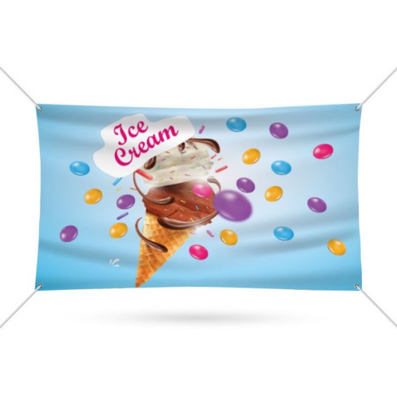 Ice Cream Pre Printed Vinyl portable graphic Banner 60" x 36" 2