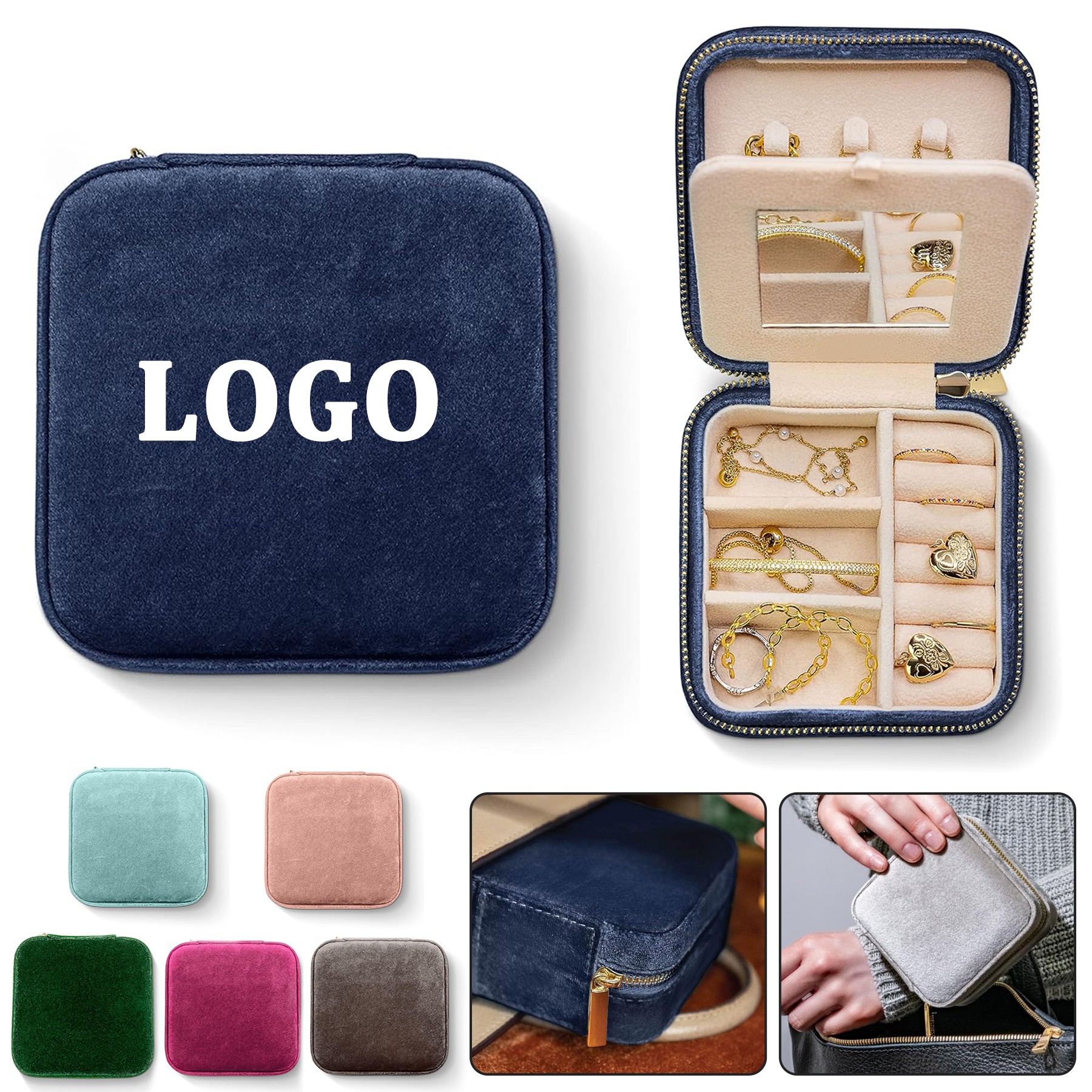 Plush Velvet Travel Jewelry Box