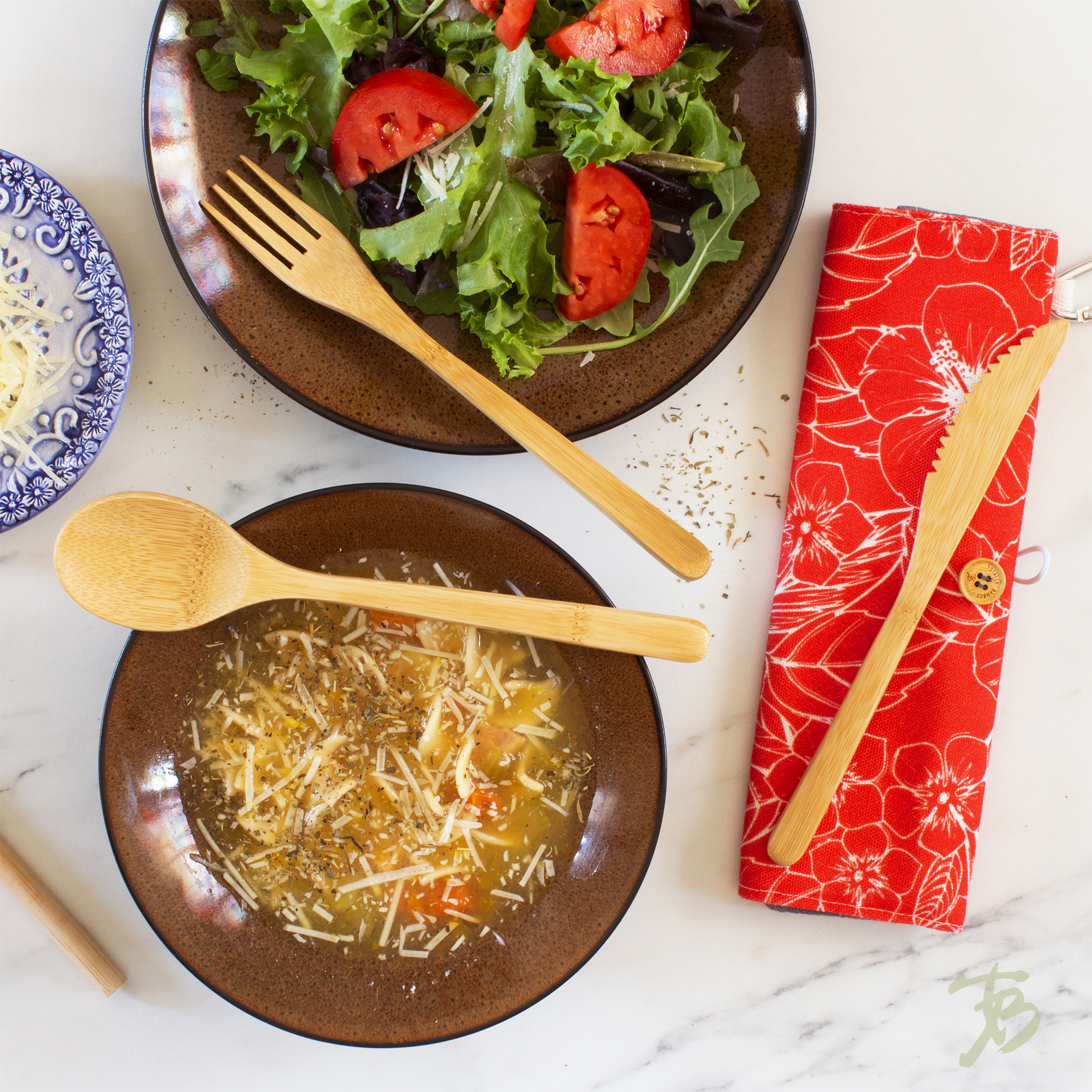 Take-Along Flatware Utensil Roll - Red Hibiscus 4