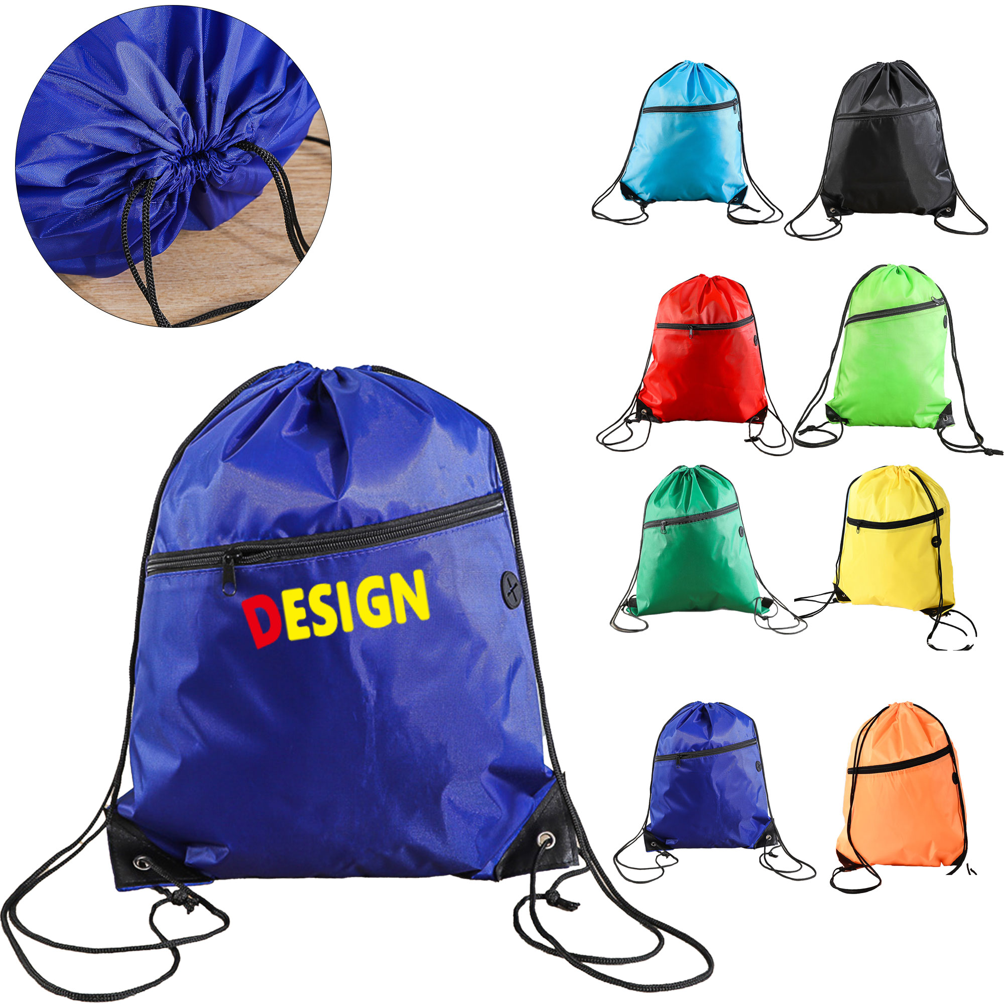 Zippered Polyester Drawstring Storage Bag 2