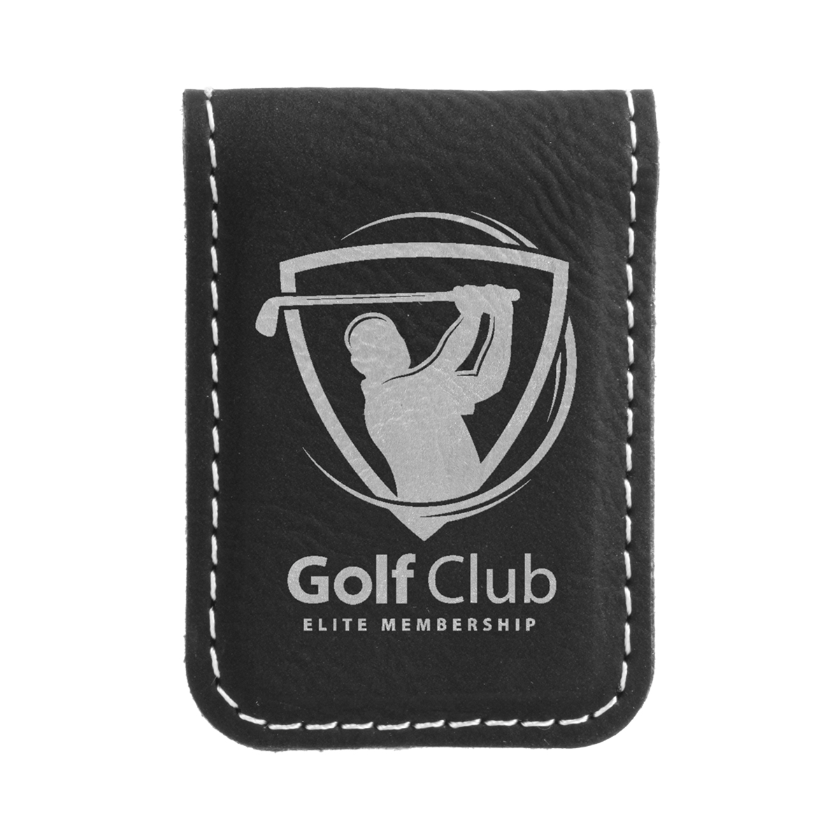 Black & Silver Leatherette Money Clip