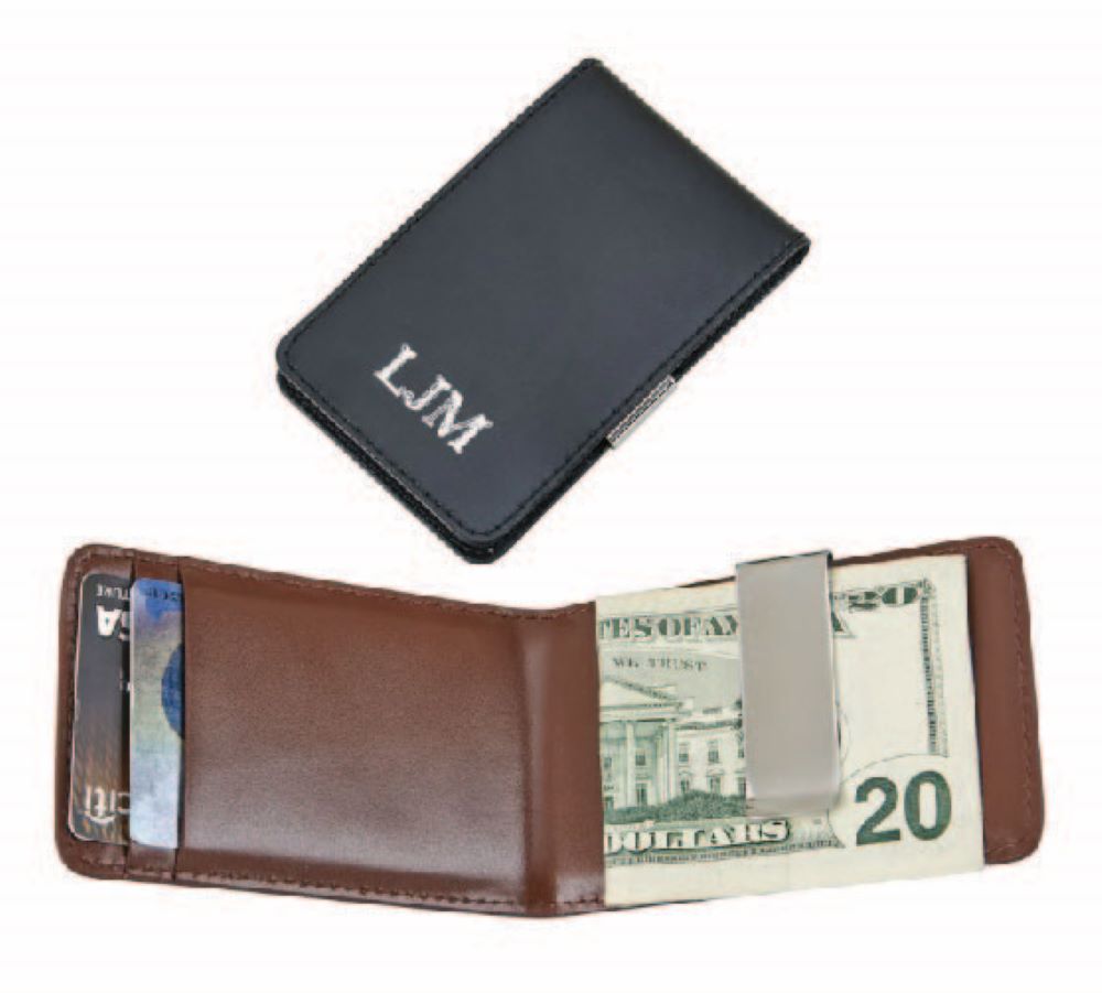 Brown leather money clip and wallet 2
