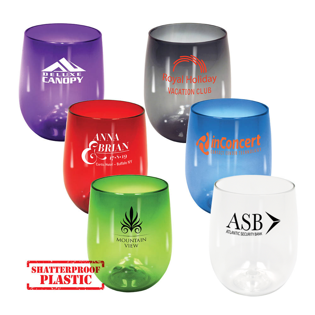 12 oz. Plastic Stemless Wine Glass 8