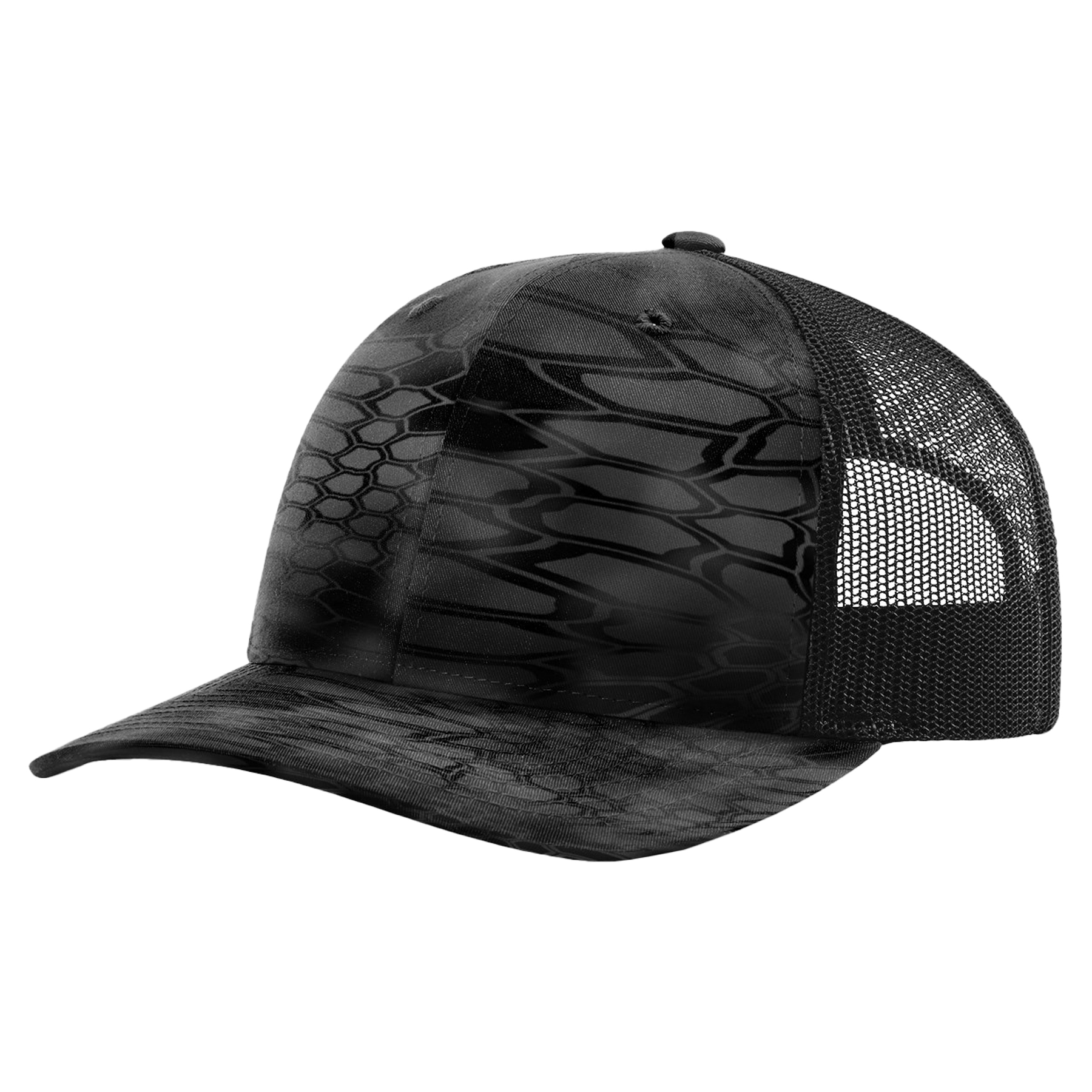Richardson 112P Printed 6-Panel Snapback Trucker Hat w/Leatherette Adhesive Patches 45