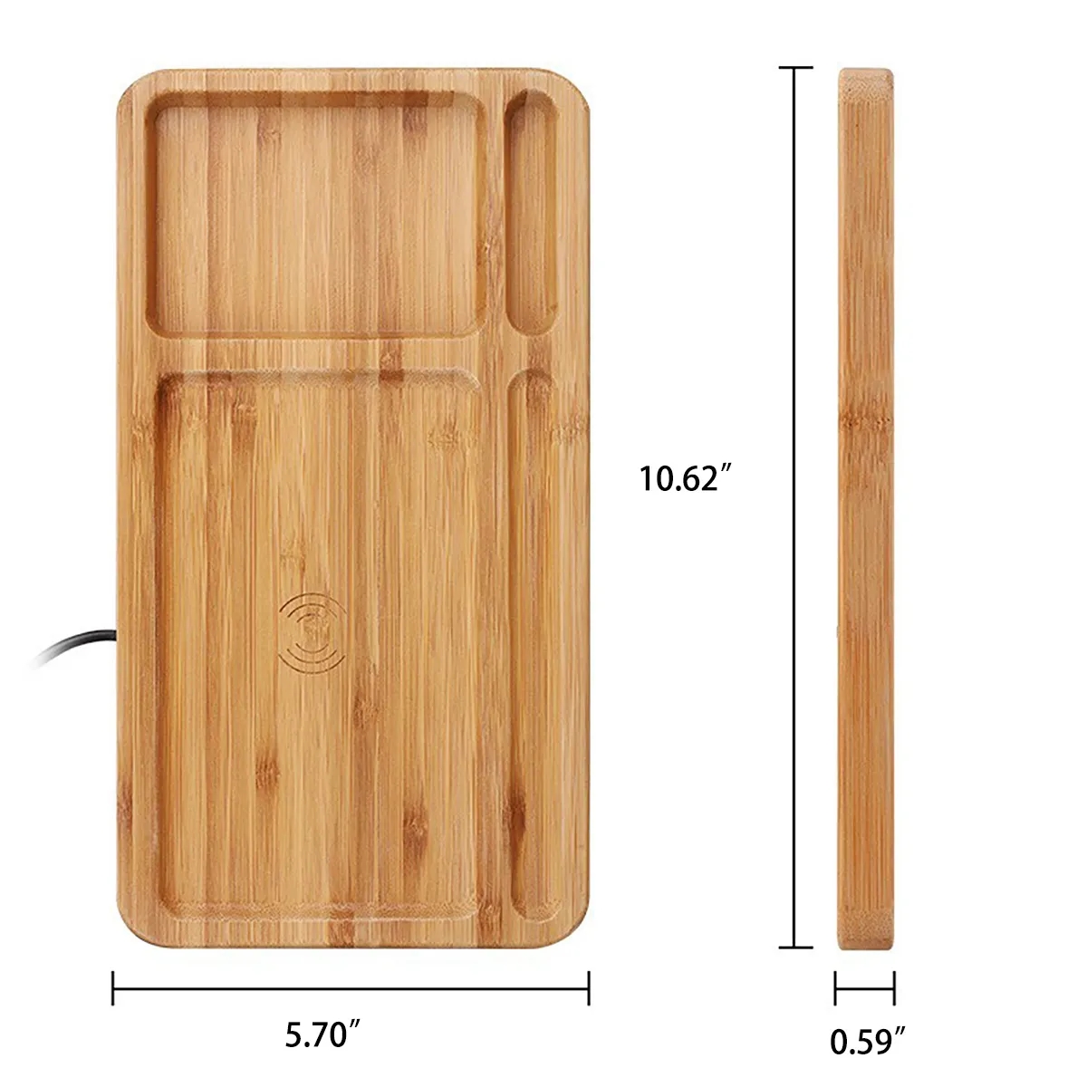 15W Wood Phone Wireless Charging Station with Desk Organizer 3