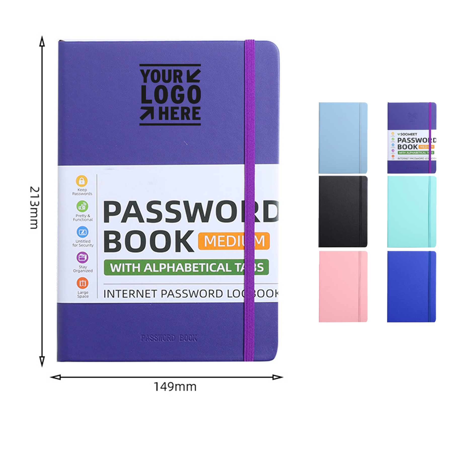 Elegant Password Book With Alphabetical Tabs