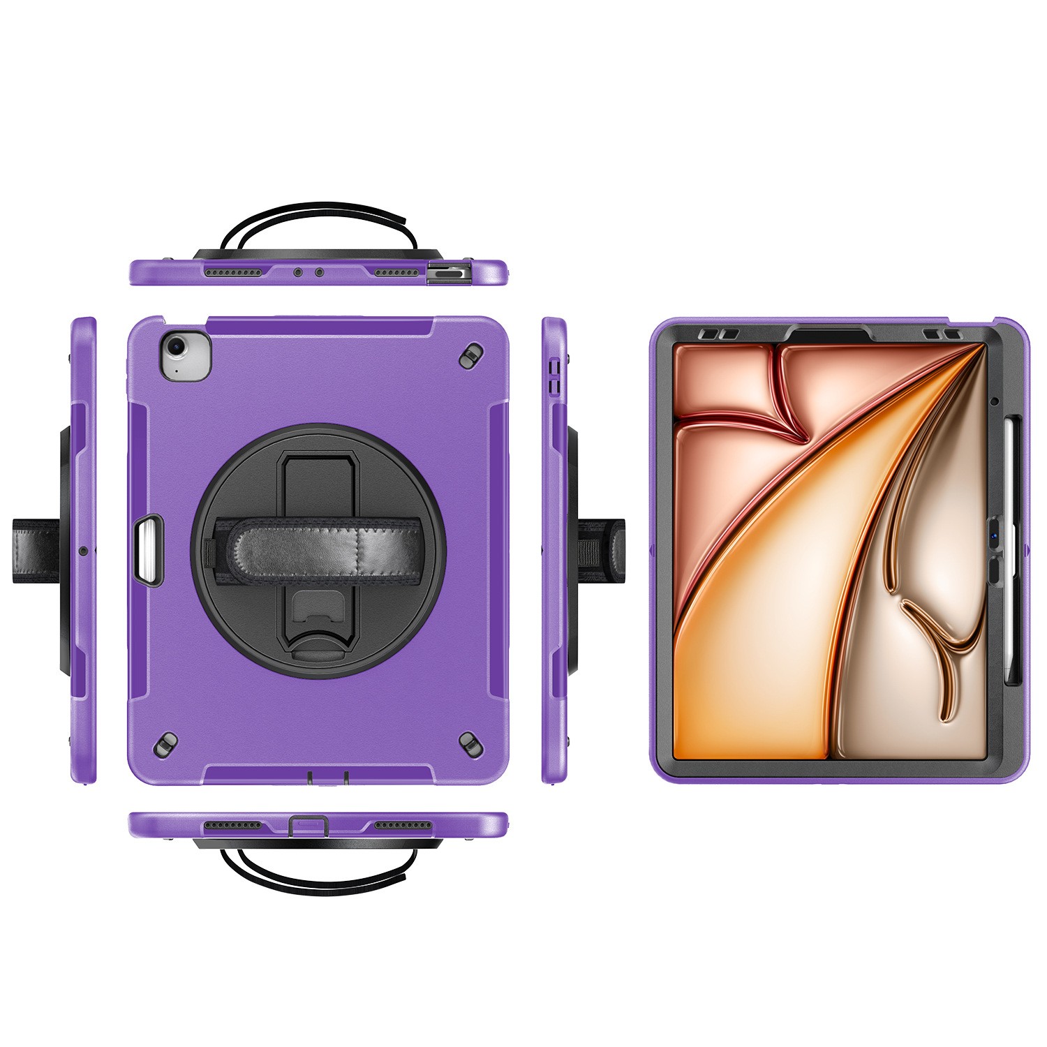 iPad 11M2 2024 Rugged Case with Hand Strap and Shoulder Strap 2