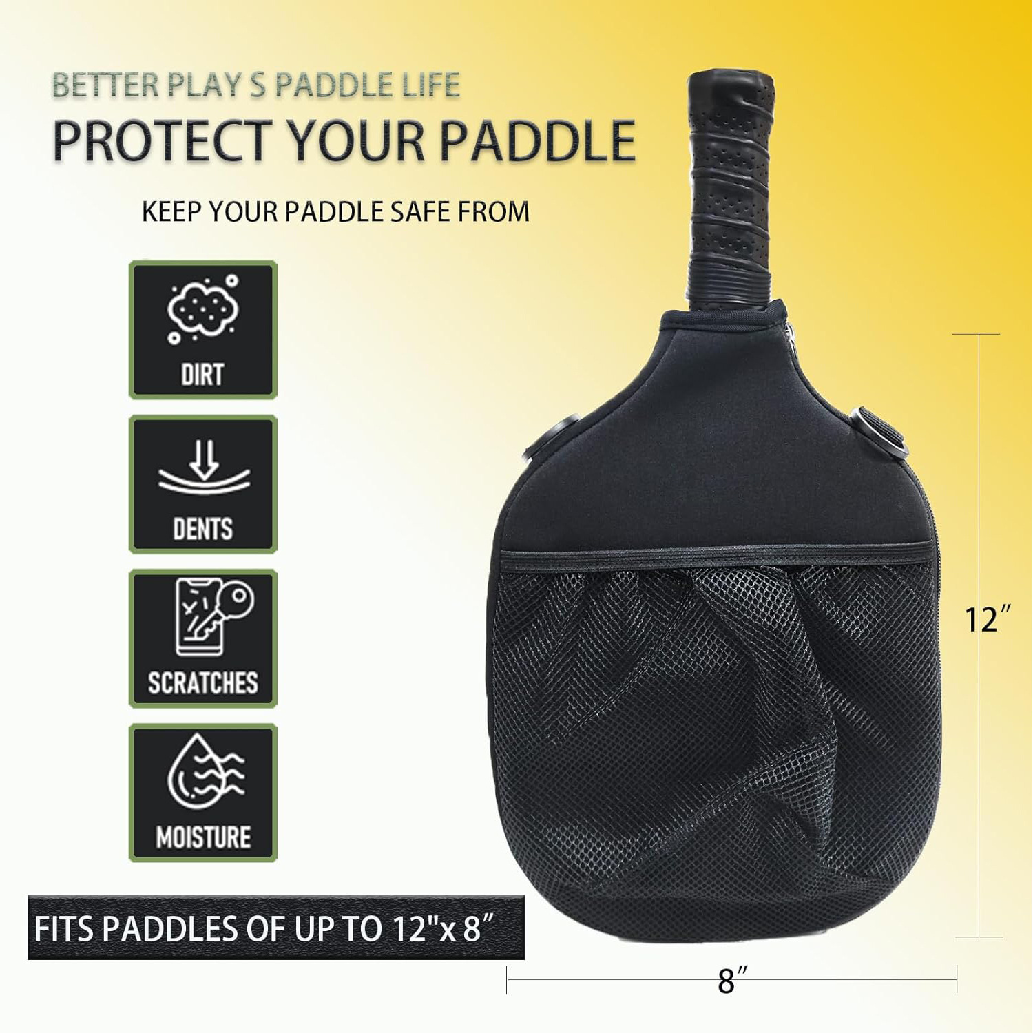 Wooden Pickleball Racket Paddle & Ball Set w/ Shoulder Bag 8