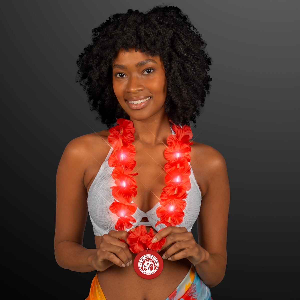 Light Up Red Lei with Medallion 4